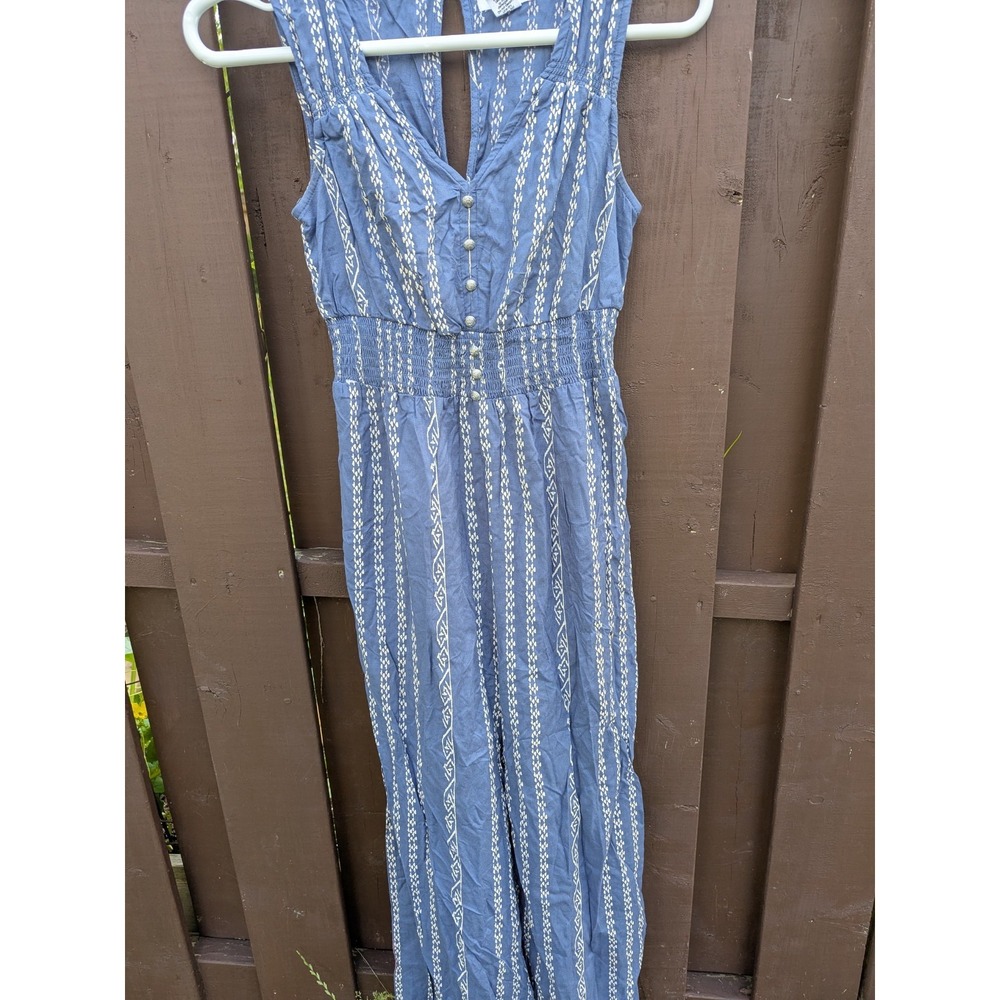 JAPNA Sleeveless Jumpsuit Romper Blue White Womens Stripe Size‎ S EUC